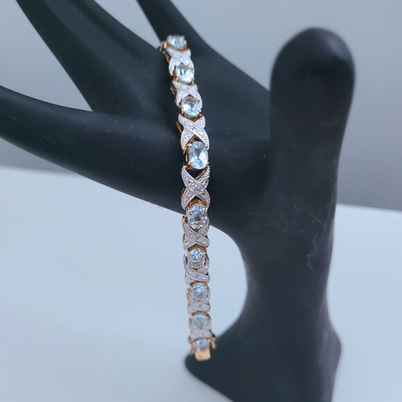 Genuine Swiss Blue Topaz Infinity Bracelet - Picture 9 of 11